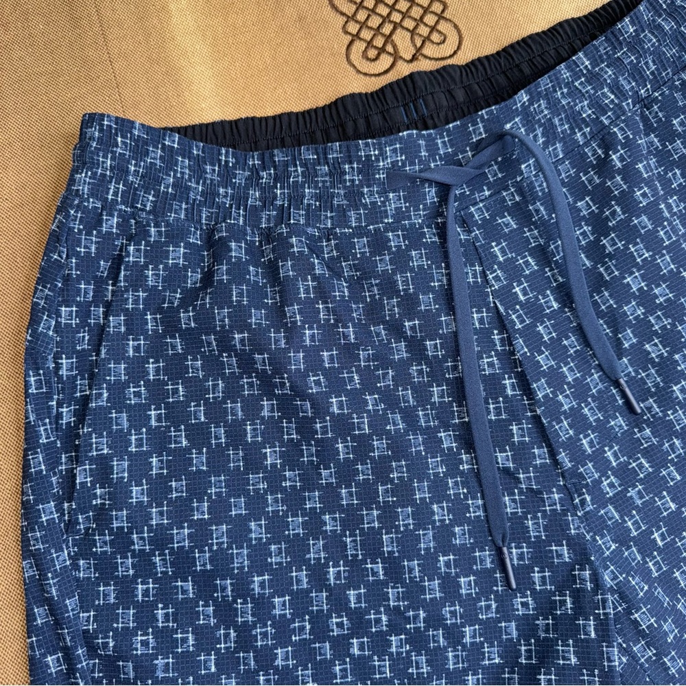 Lululemon Men'S Bowline Short Ikat Check White Tue Navy Size L - Picture 6 of 16